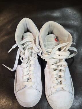Nike Blazer 6.5y White High Top Sneakers with Black Swoosh